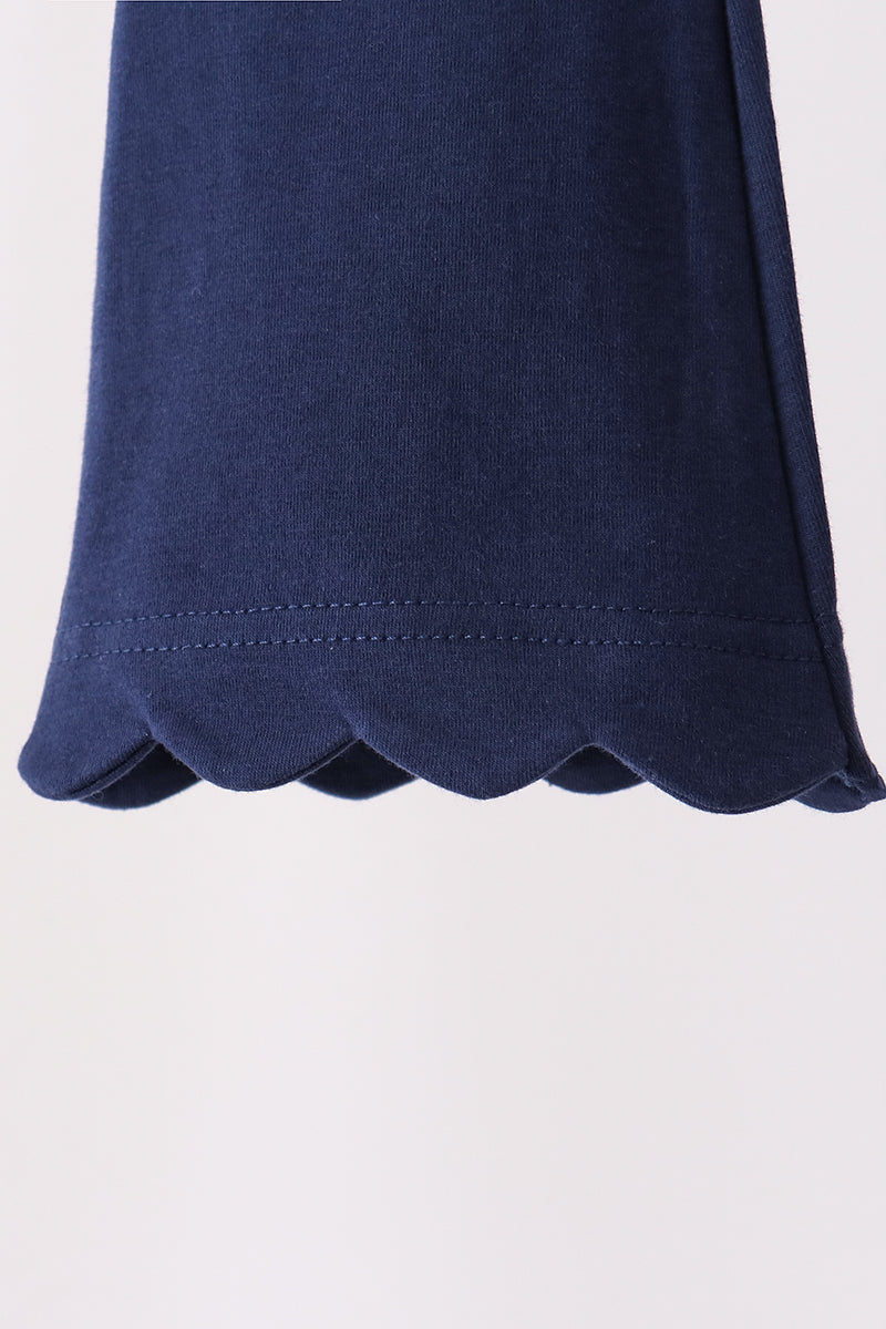 Navy Scalloped Bell Pants