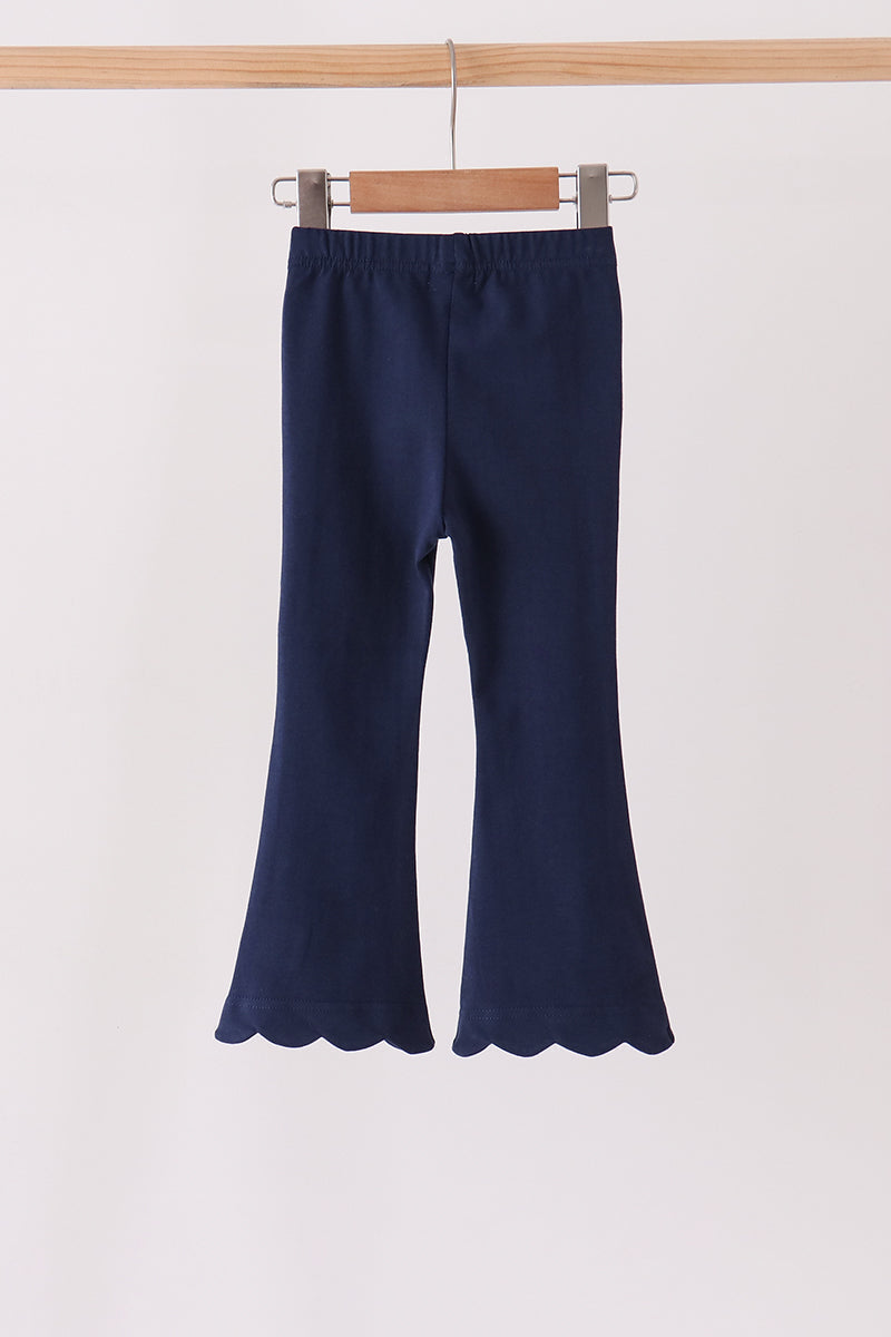 Navy Scalloped Bell Pants