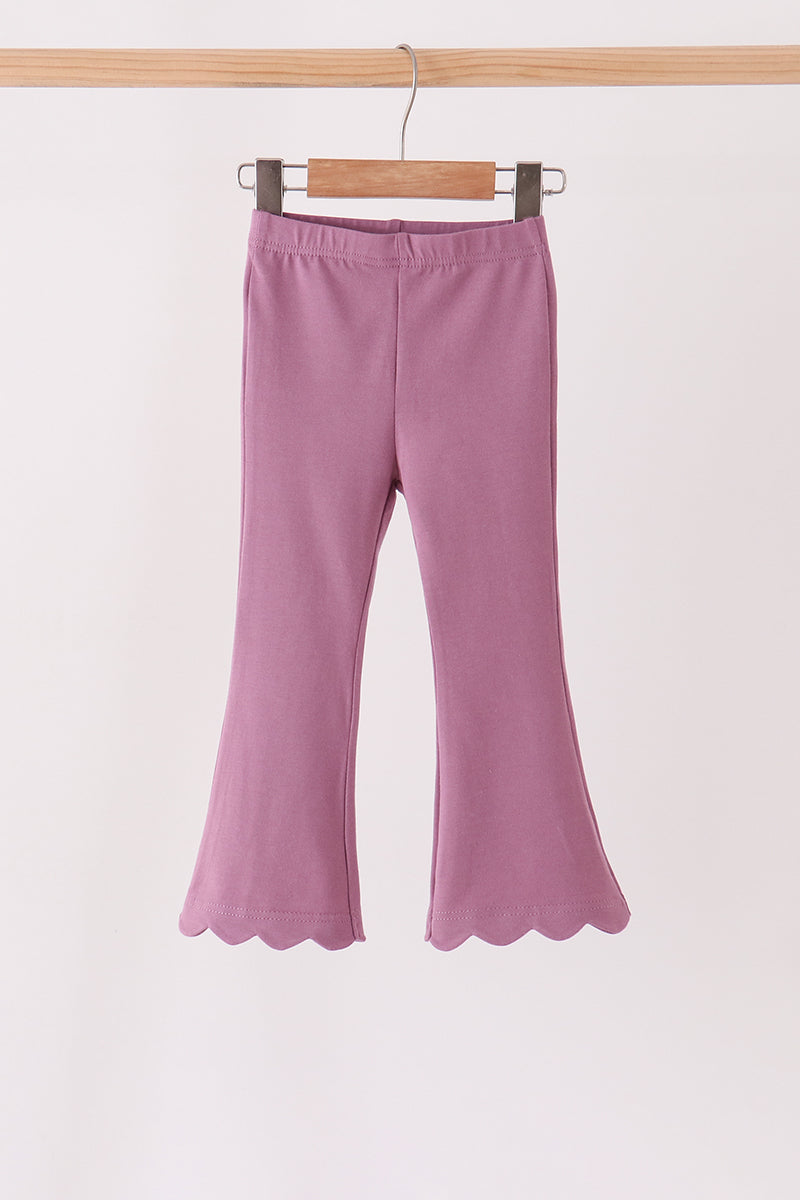 Dusty Mauve Scalloped Bell Pants
