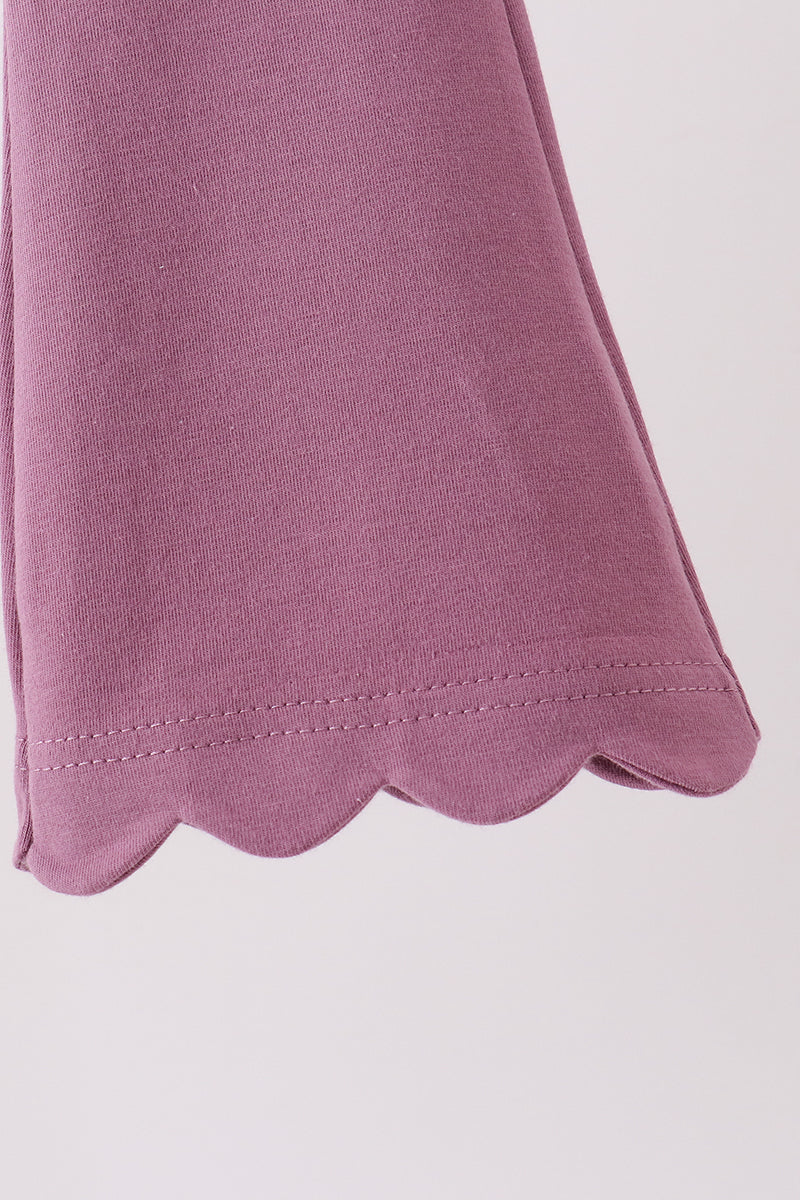 Dusty Mauve Scalloped Bell Pants