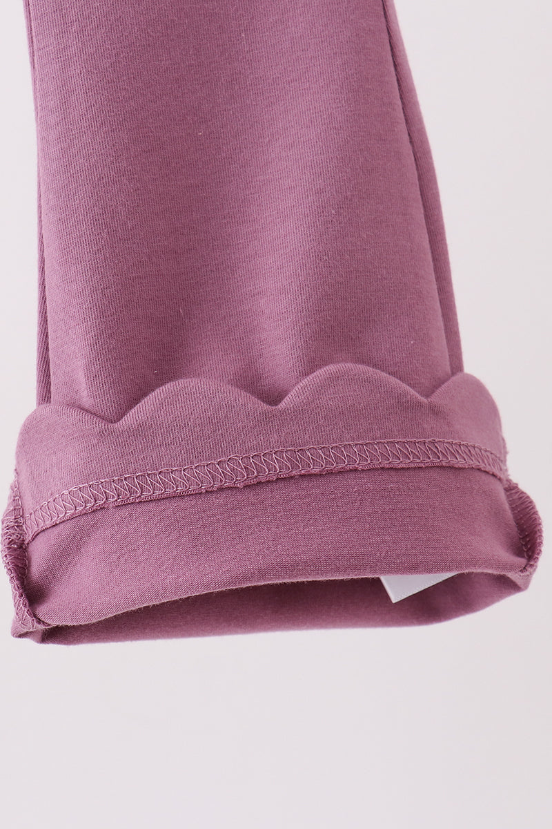 Dusty Mauve Scalloped Bell Pants