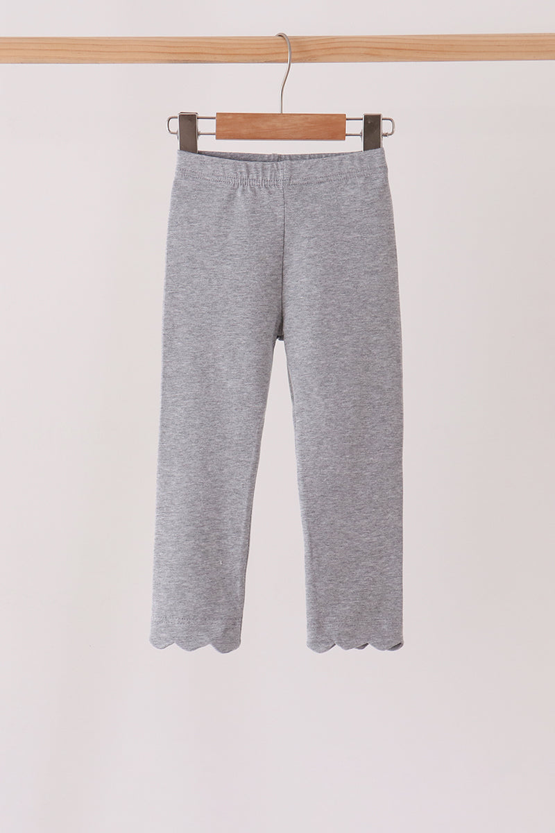 Grey Scalloped Leggings