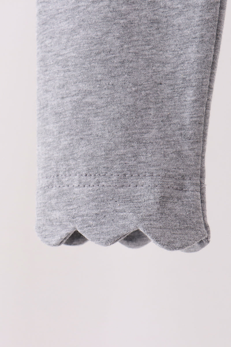 Grey Scalloped Leggings