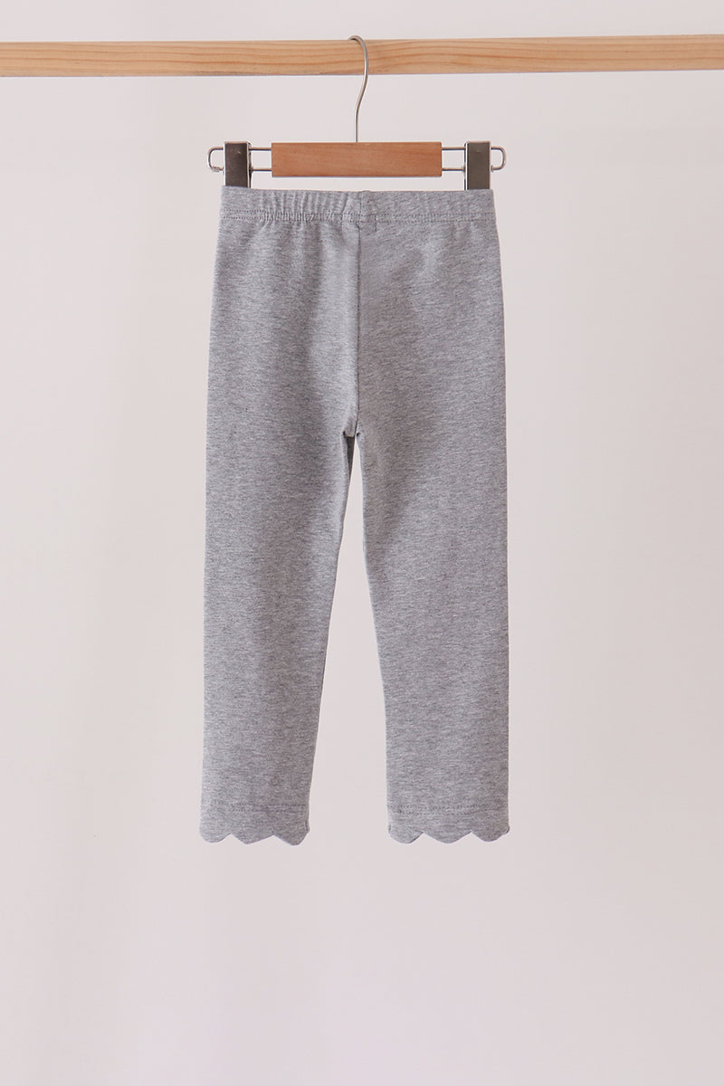 Grey Scalloped Leggings