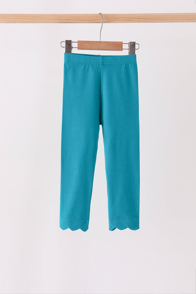 Teal Scalloped Leggings