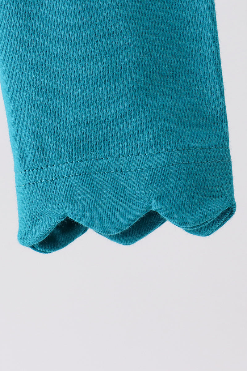 Teal Scalloped Leggings