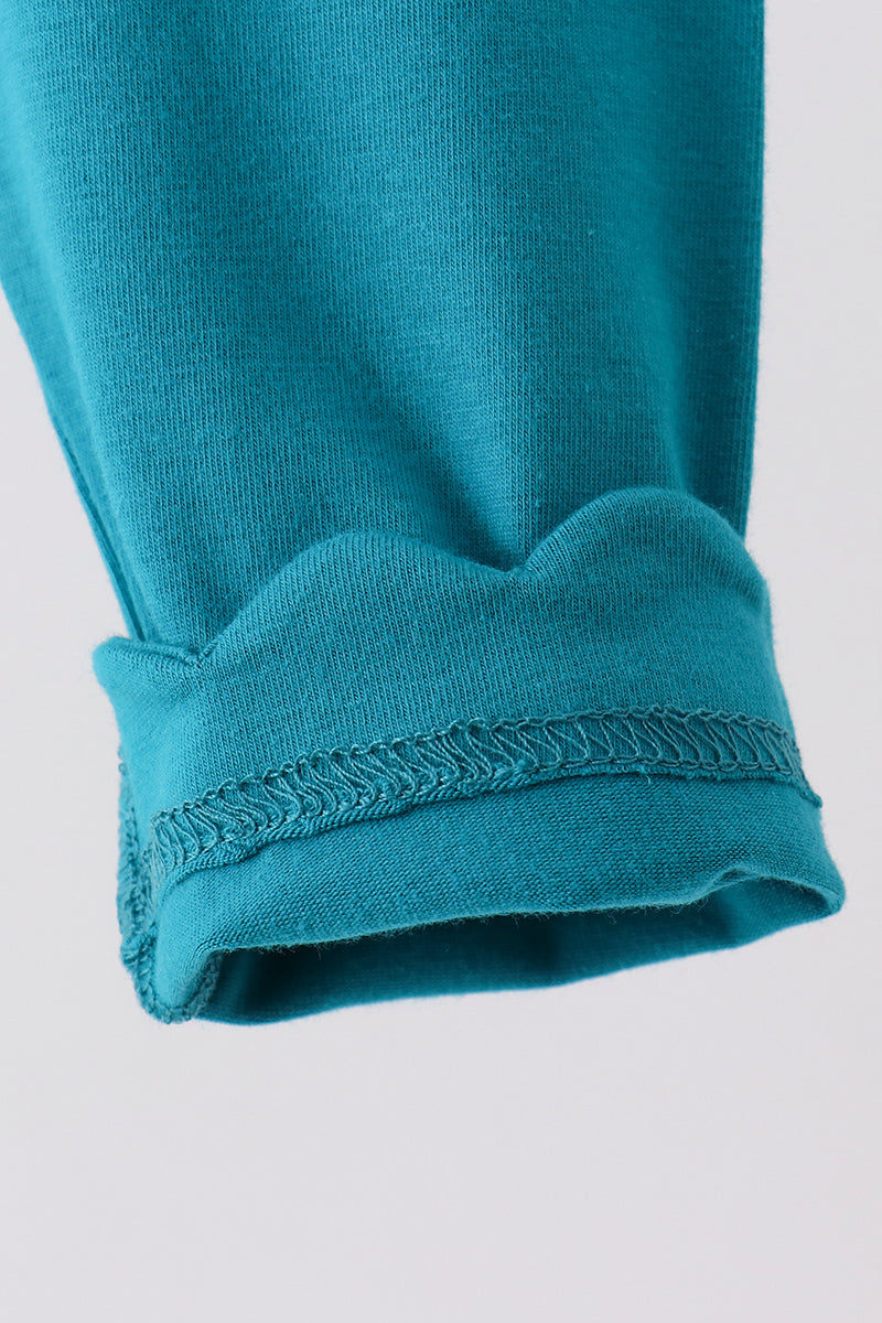 Teal Scalloped Leggings
