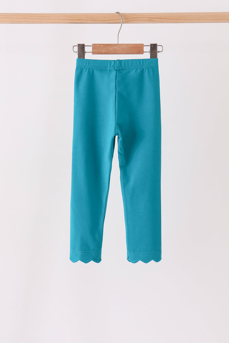 Teal Scalloped Leggings