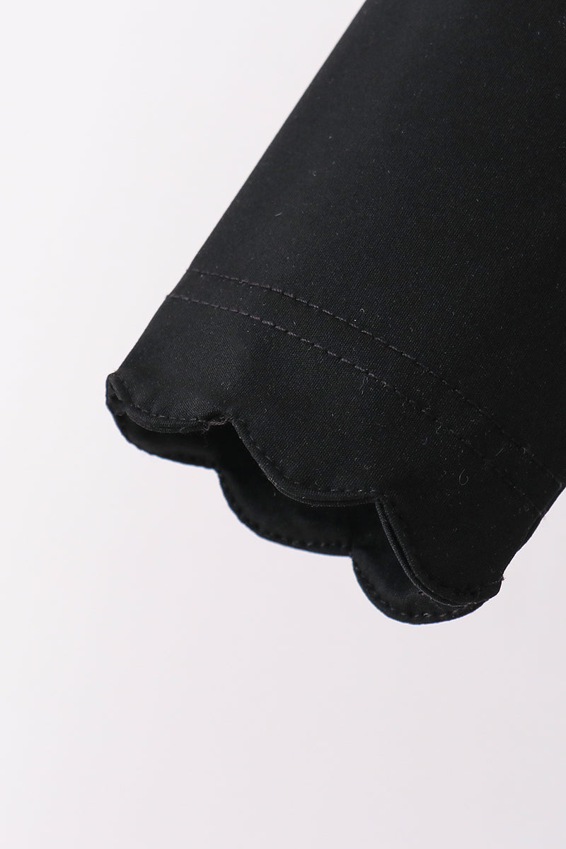 Black Scallped Zipper Active Set