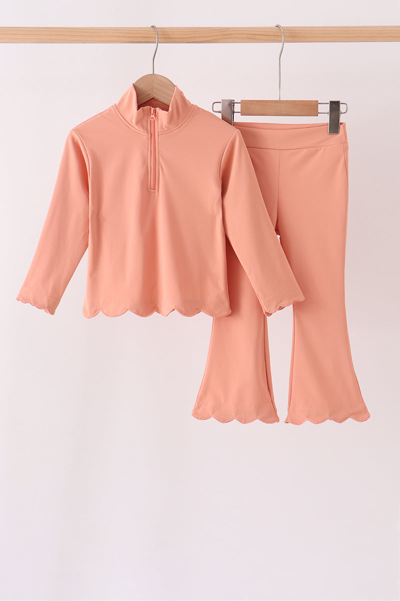 Coral Scallped Zipper Active Set