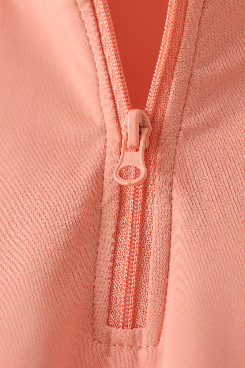 Coral Scallped Zipper Active Set