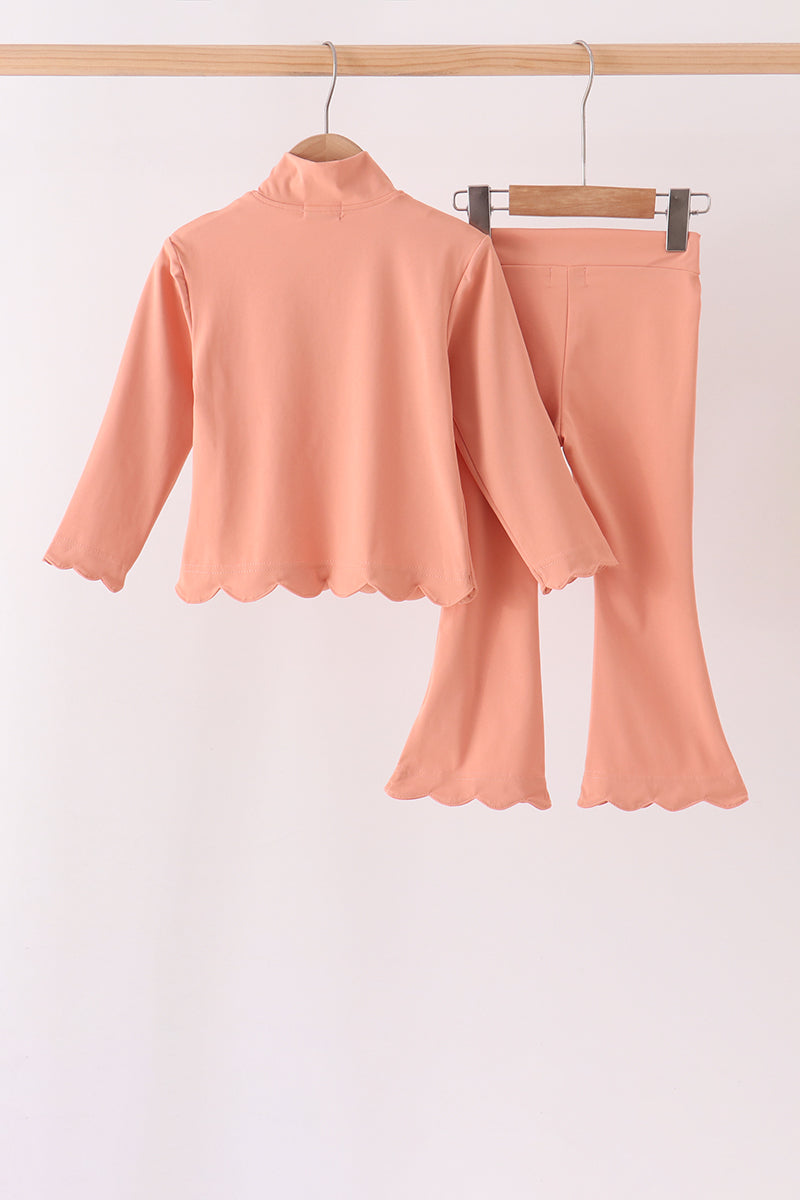 Coral Scallped Zipper Active Set