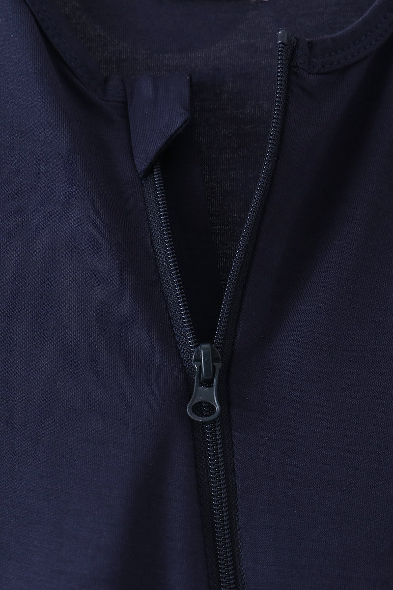 Navy Zipper Bamboo Romper