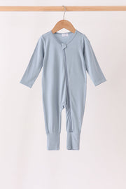 Blue Zipper Bamboo Anti-slip Romper