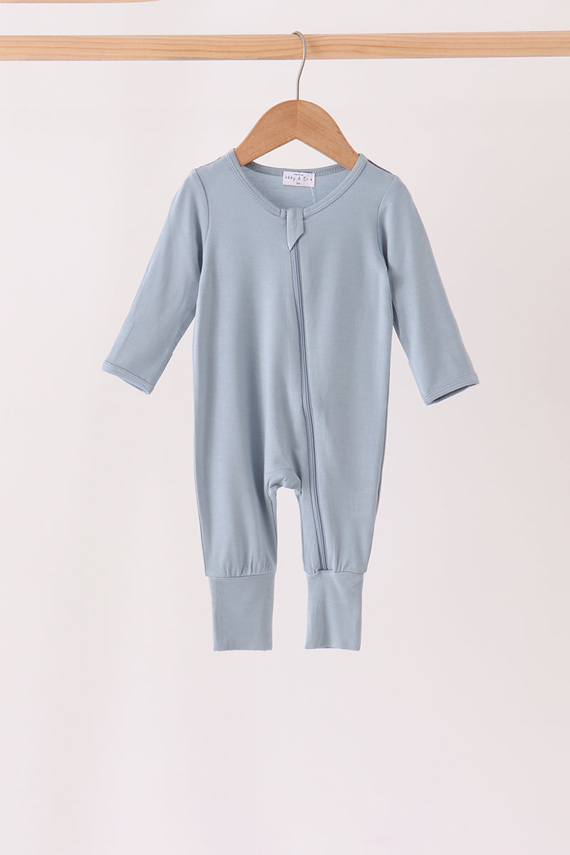 Blue Zipper Bamboo Romper
