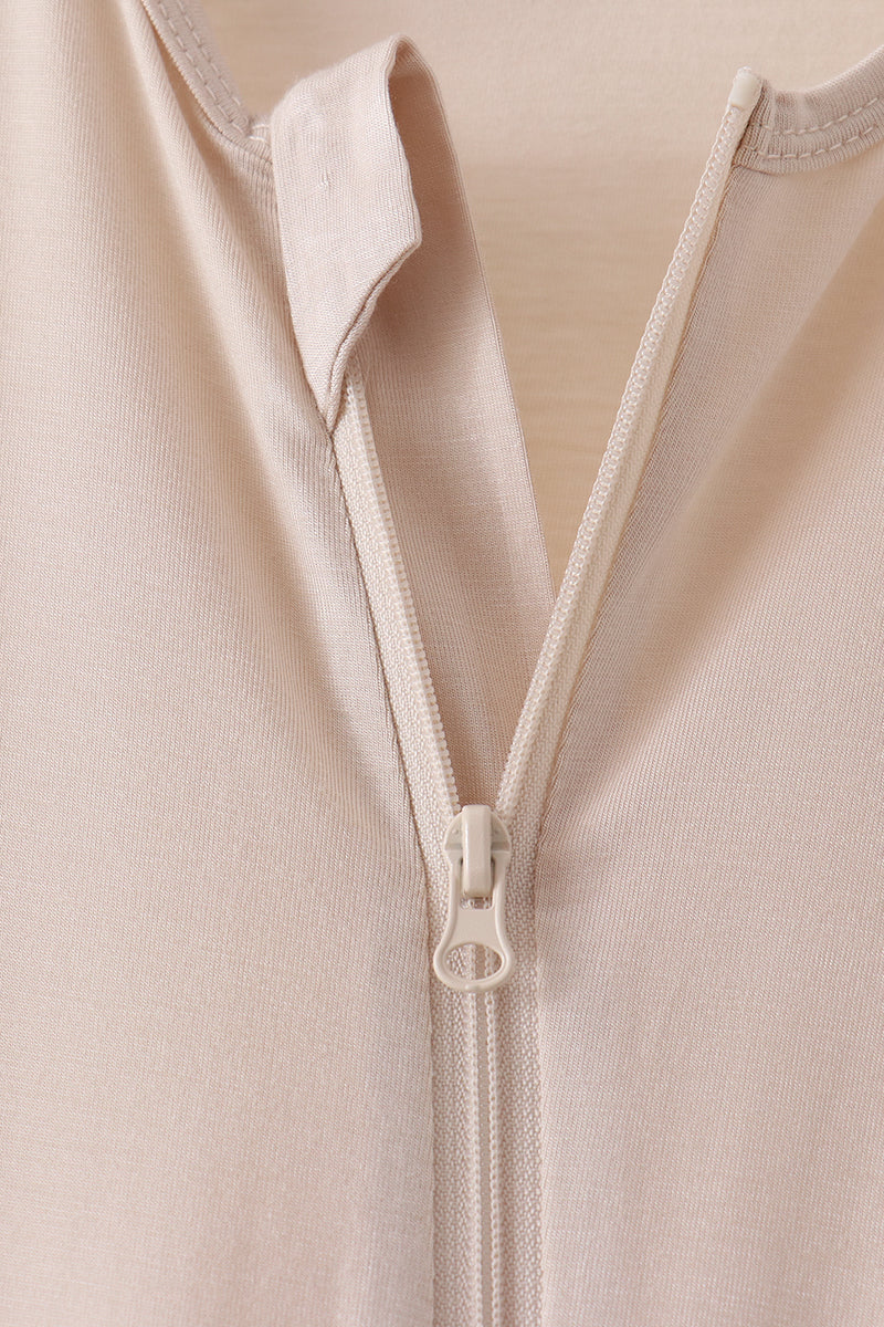 Beige Zipper Bamboo Anti-slip Romper