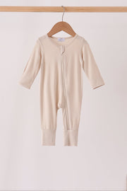 Beige Zipper Bamboo Romper