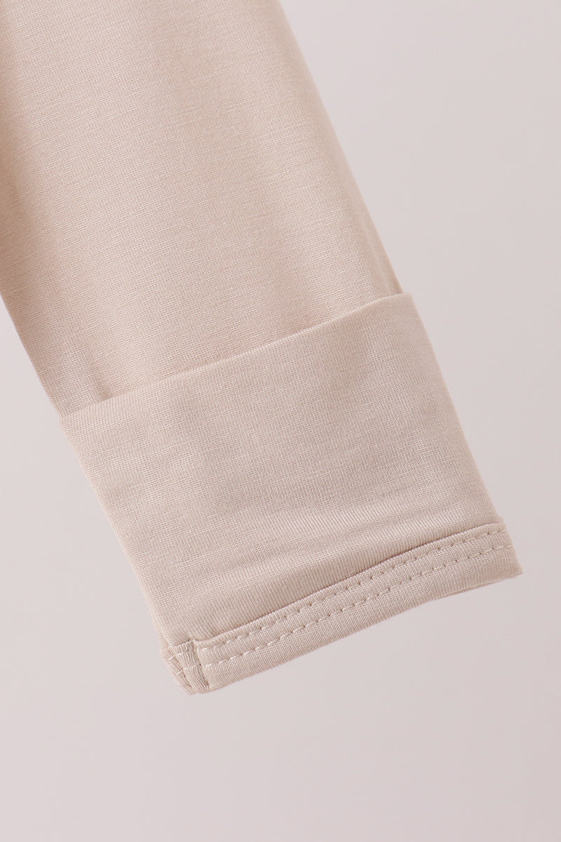 Beige Zipper Bamboo Romper