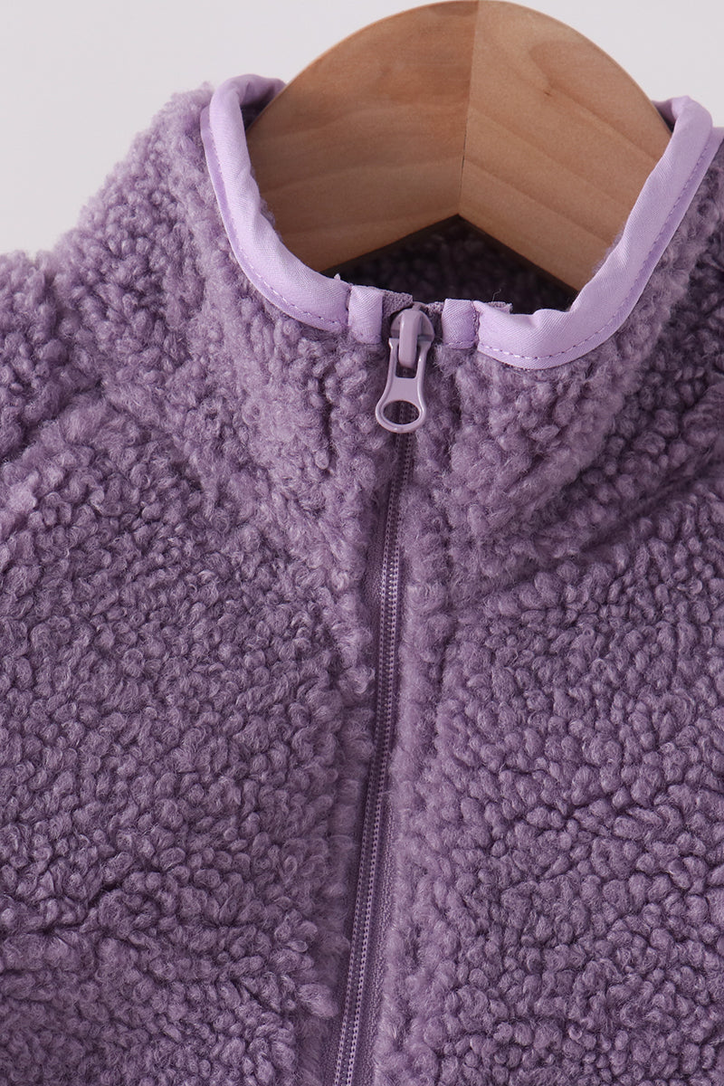 Purple Fleece Zipper Jacket