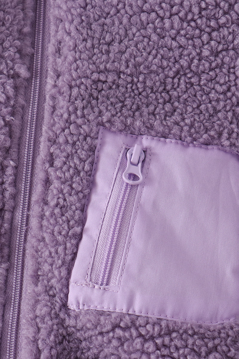 Purple Fleece Zipper Jacket