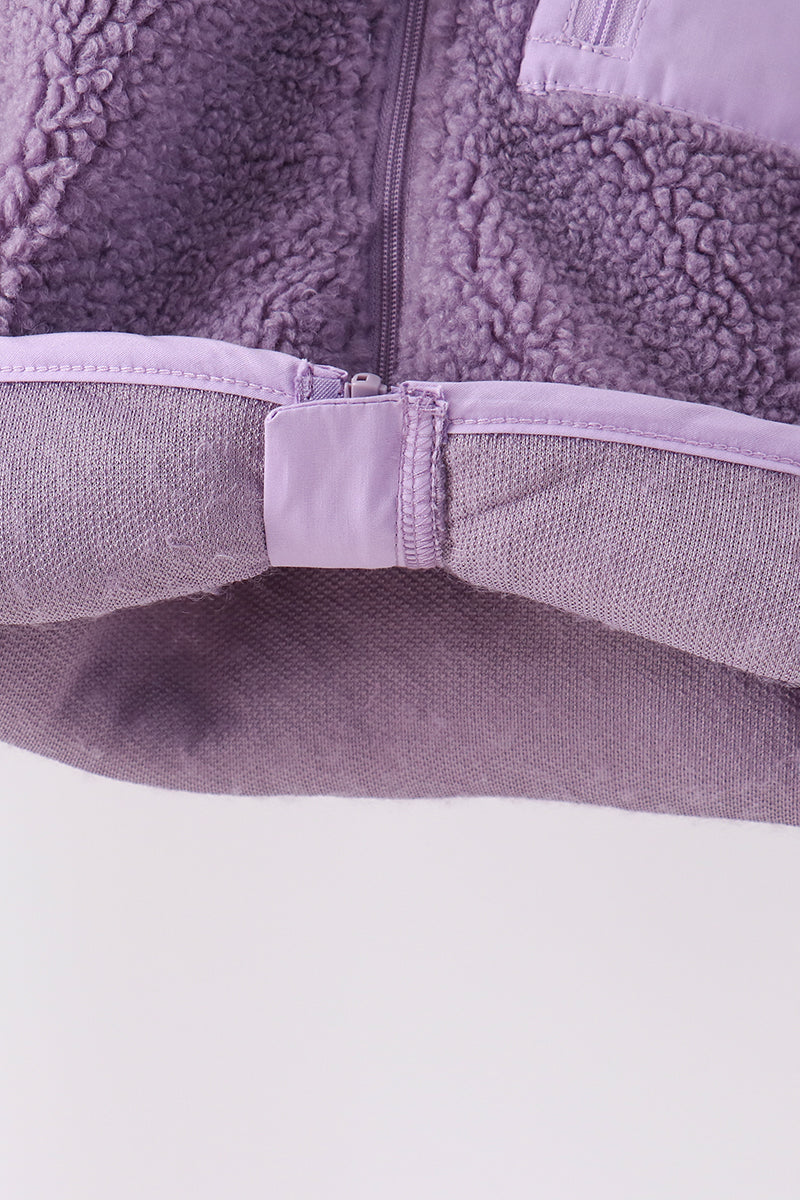 Purple Fleece Zipper Jacket
