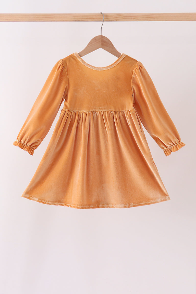 Gold Velvet Bow Dress
