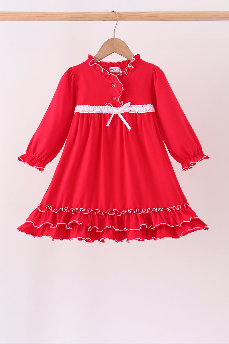 Red Bow Ruffle Dress