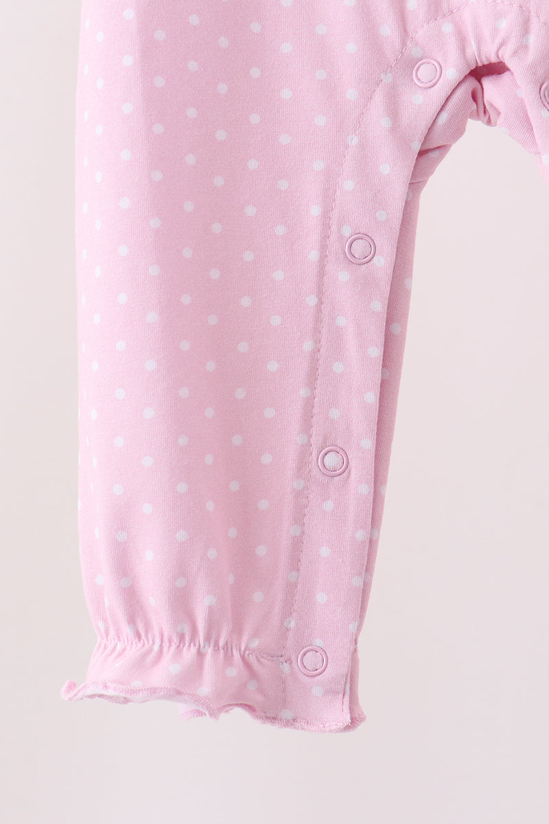 Pink Christmas Tree Gingerbread Embroidery Romper
