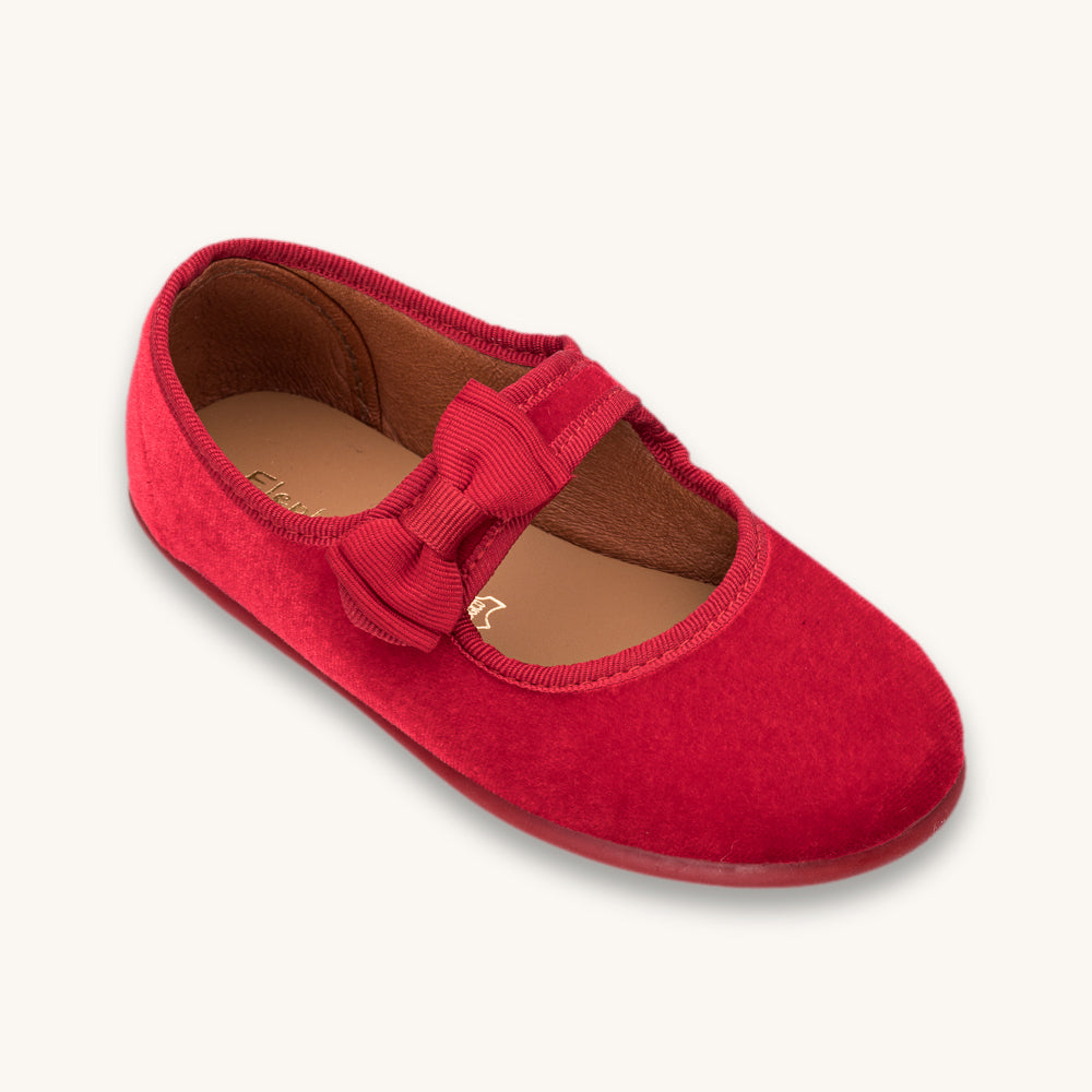 Velvet Bow Mary Jane Red
