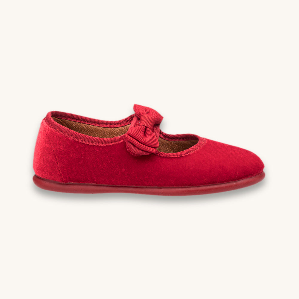 Velvet Bow Mary Jane Red