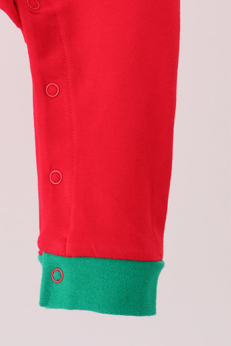 Red Christmas Santa Embroidery Romper