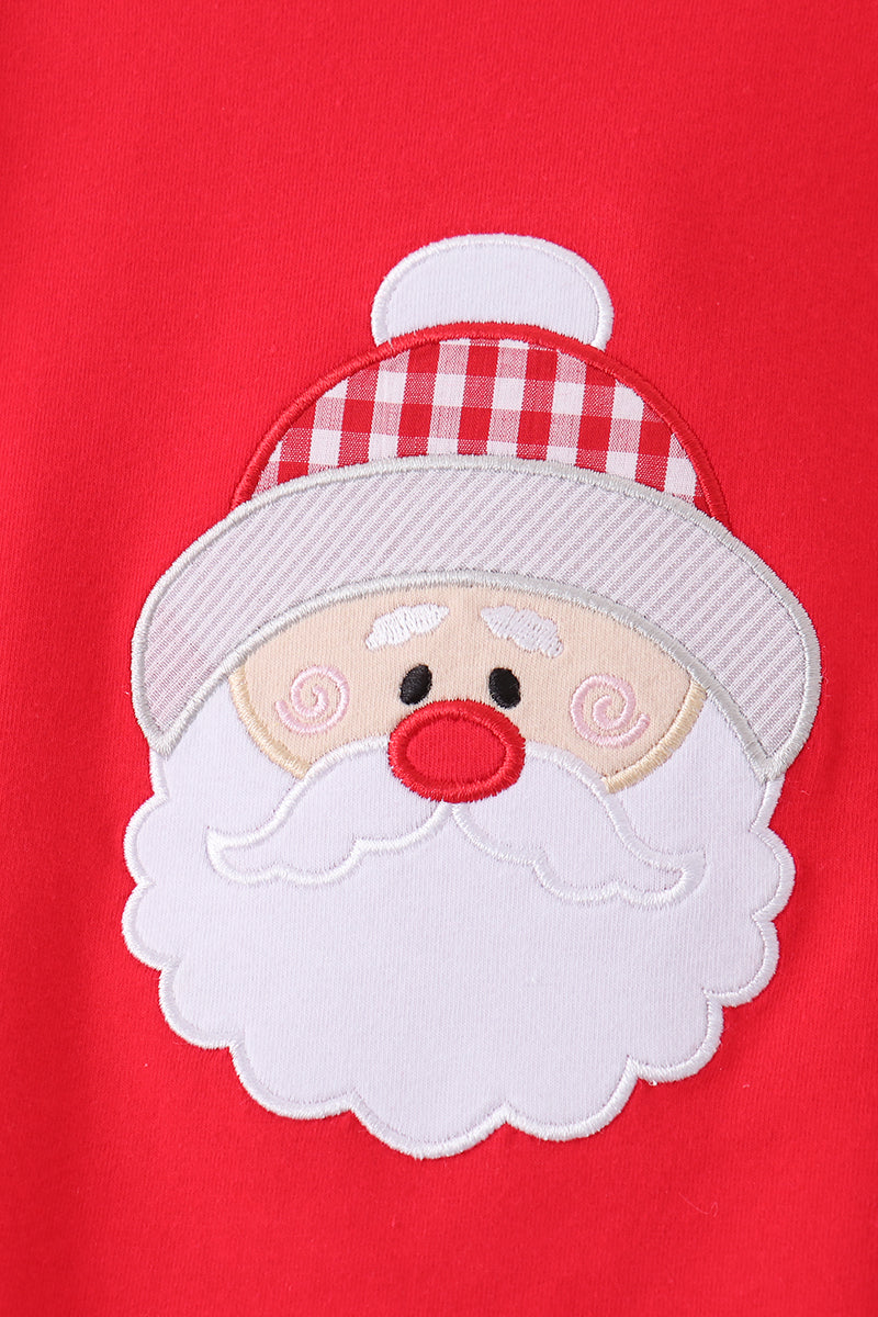 Red Christmas Santa Embroidery Romper