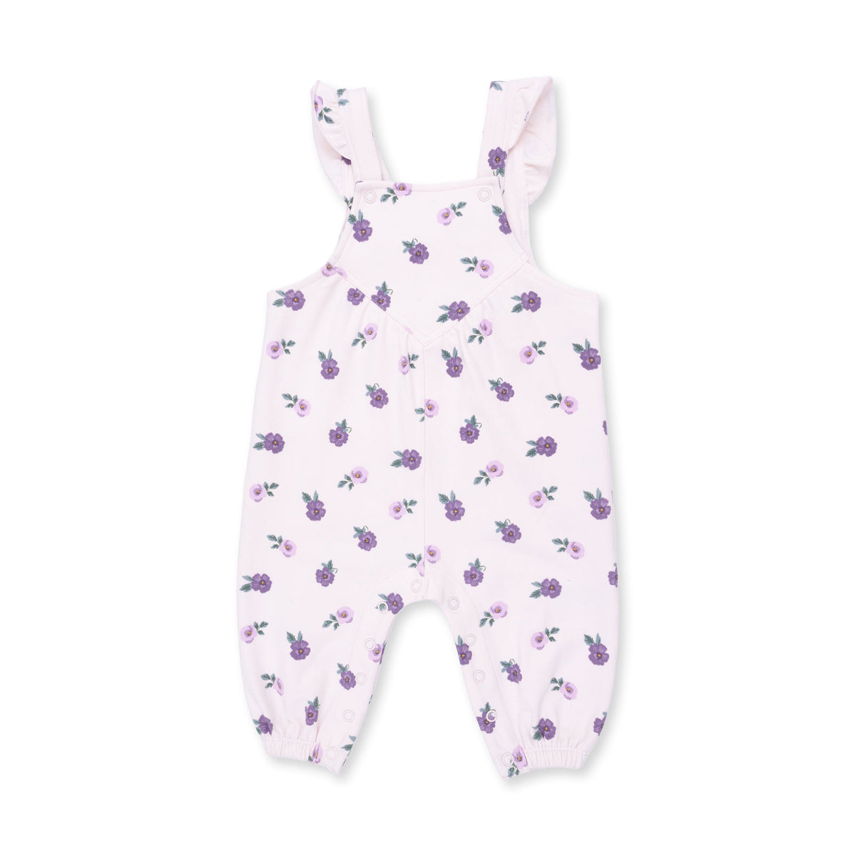 Violetta Floral - Ruffle V-overalls And Long Sleeve Bodysuit