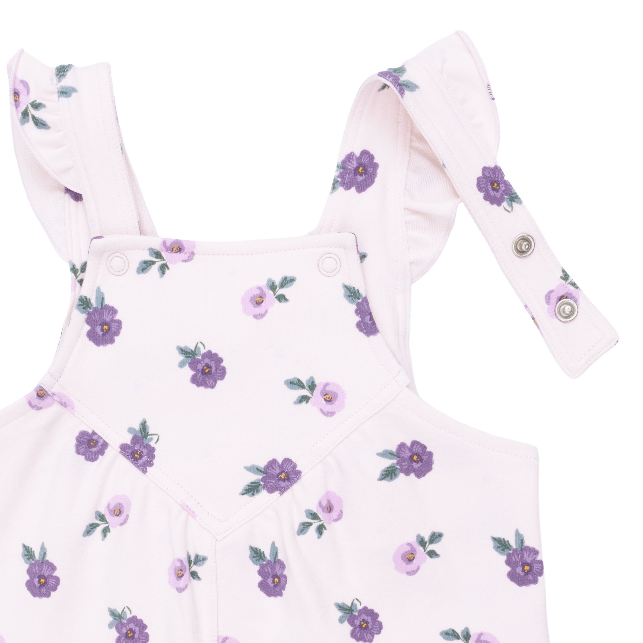 Violetta Floral - Ruffle V-overalls And Long Sleeve Bodysuit