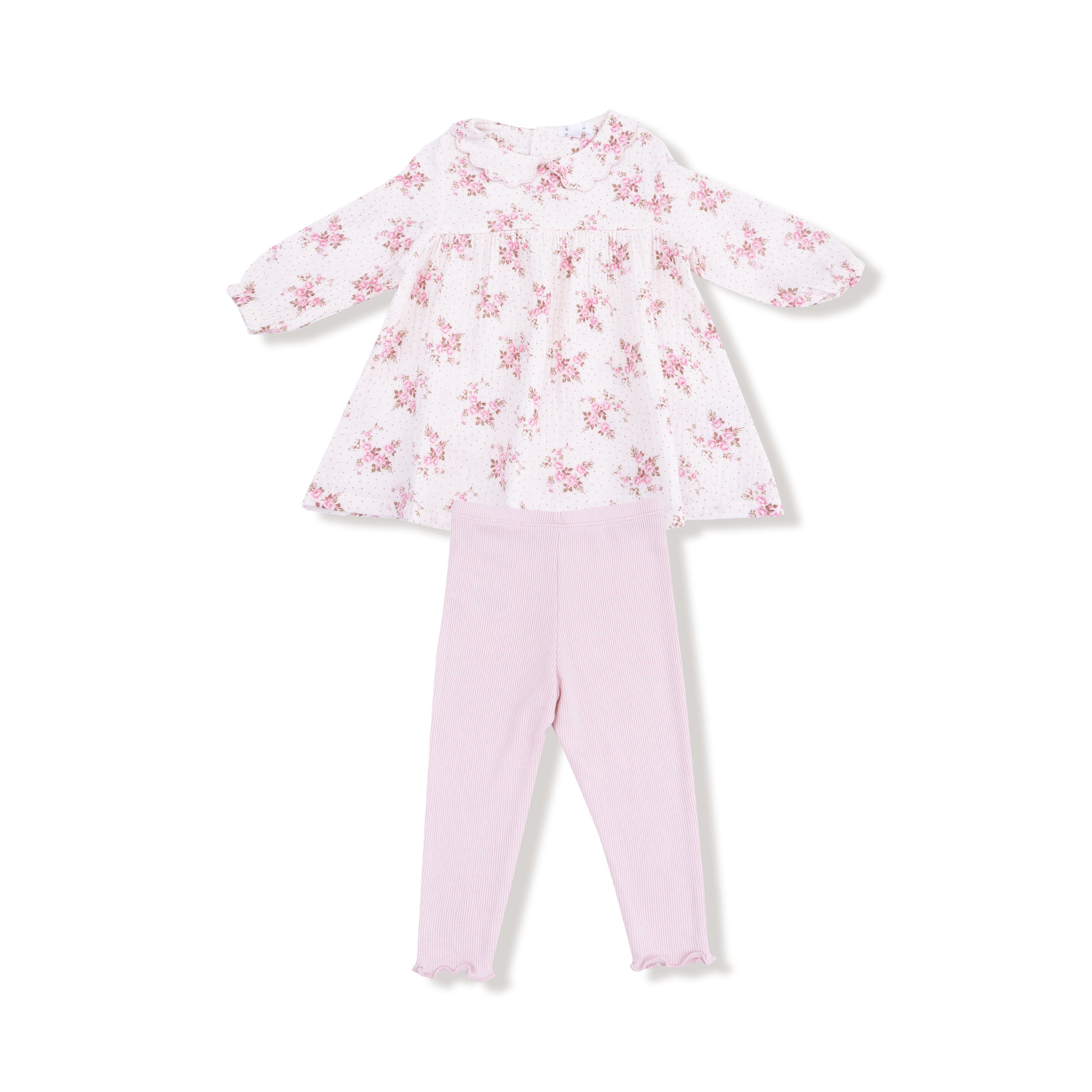 Long Sleeve Petal Collar Dress + Legging