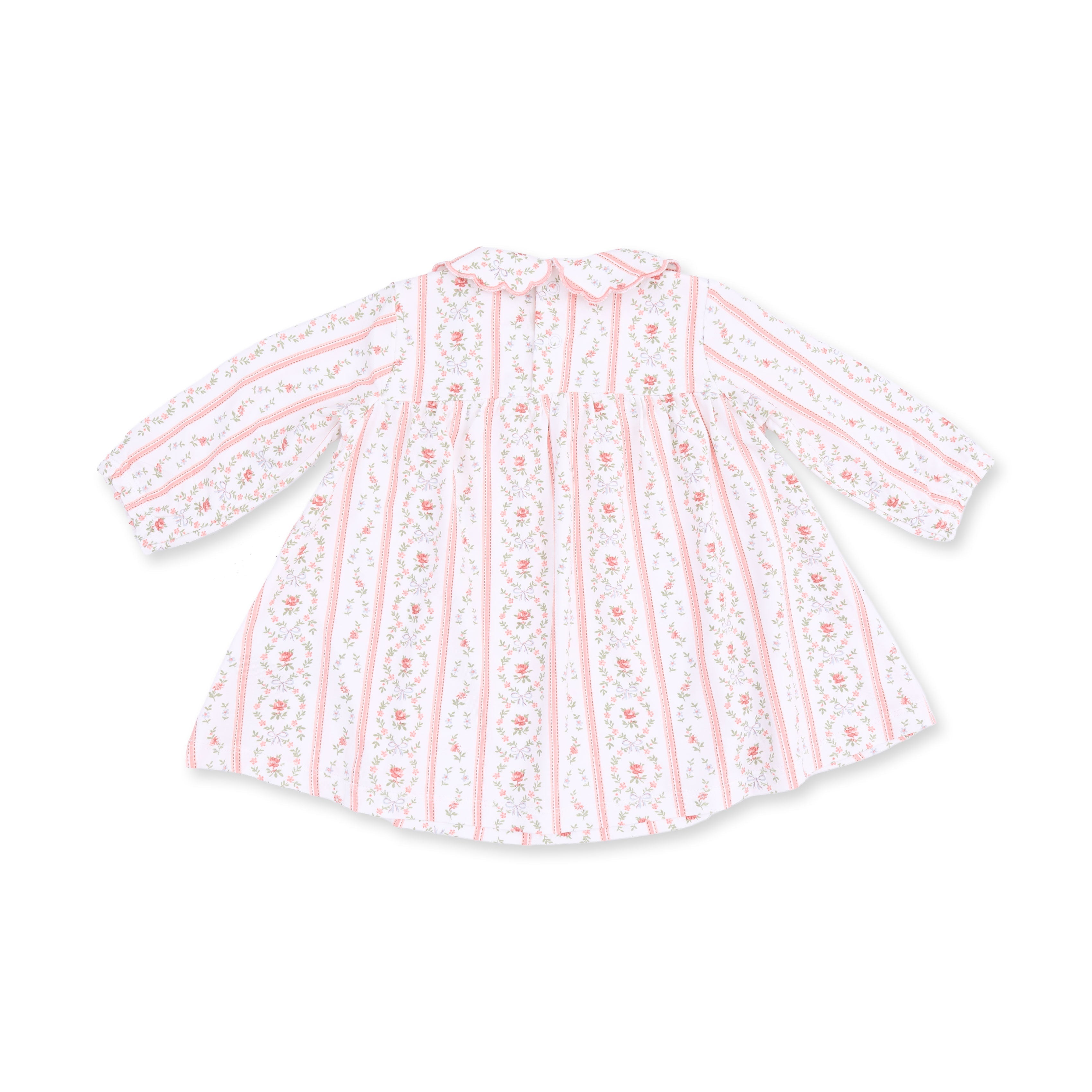 Marnie Rosebud Stripe - Long Sleeve Petal Collar Dress And Bloomer