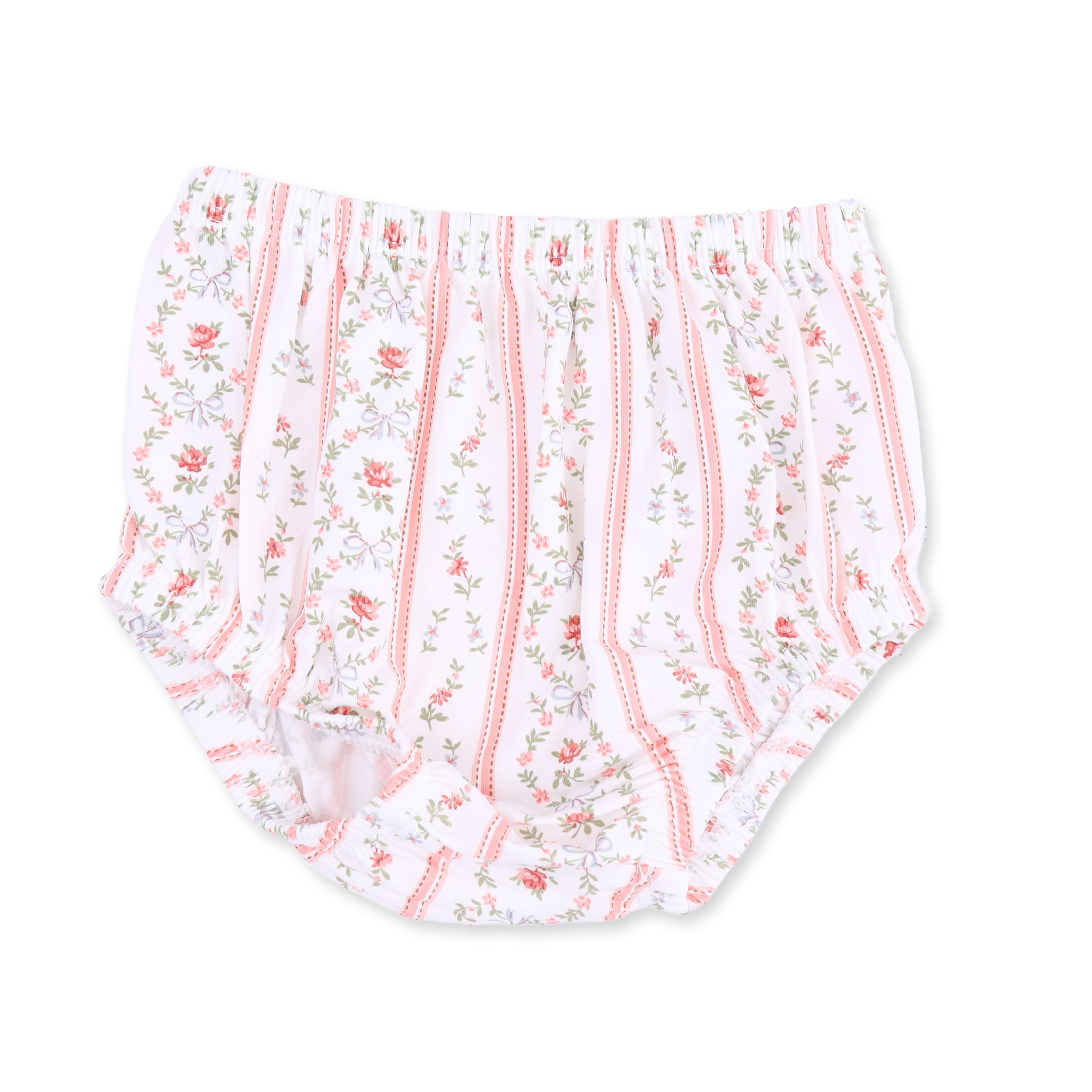 Marnie Rosebud Stripe - Long Sleeve Petal Collar Dress And Bloomer
