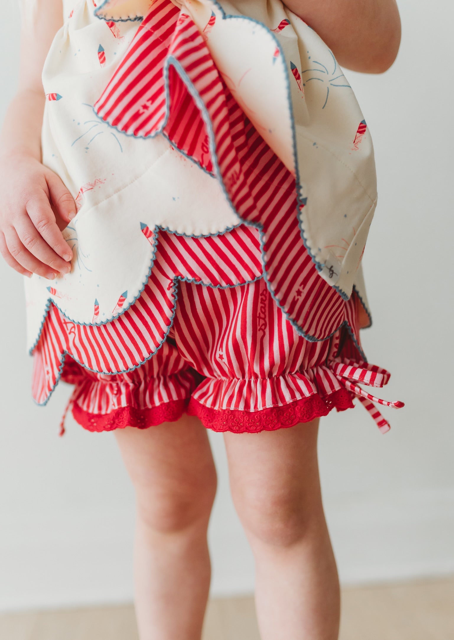 *preorder* Scallop Tunic Set - Red, White, And Boom