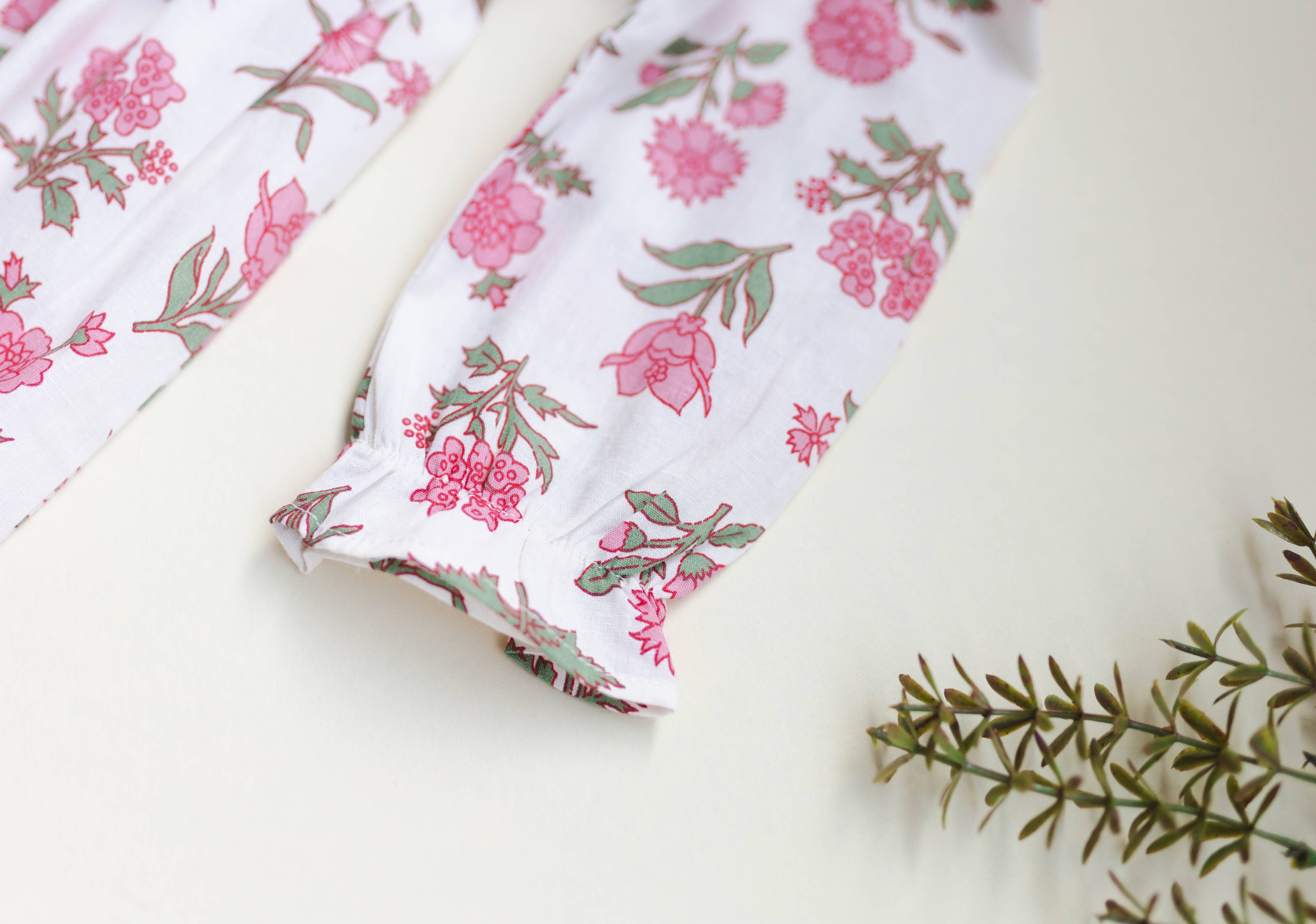 Pink Block Print Flower Dress