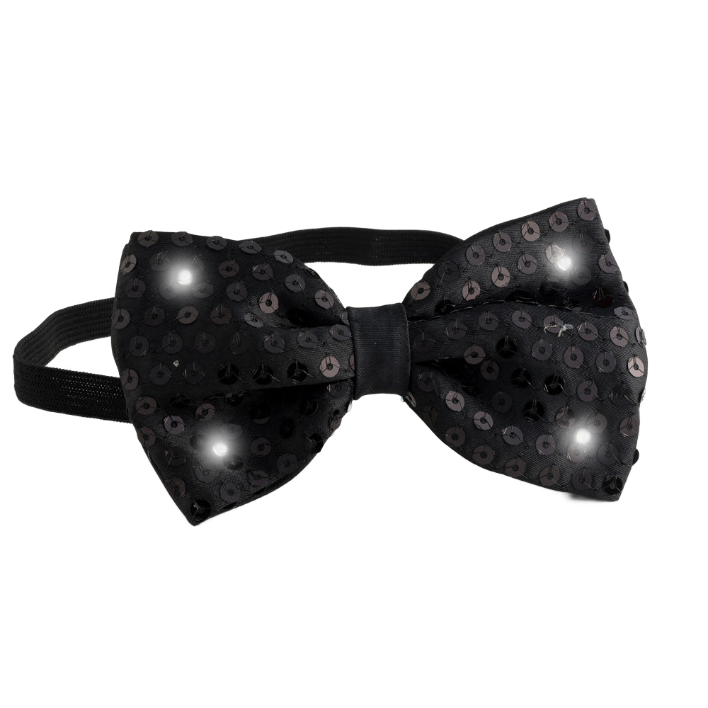 Sequin Bow Tie With Led Flashing Lights