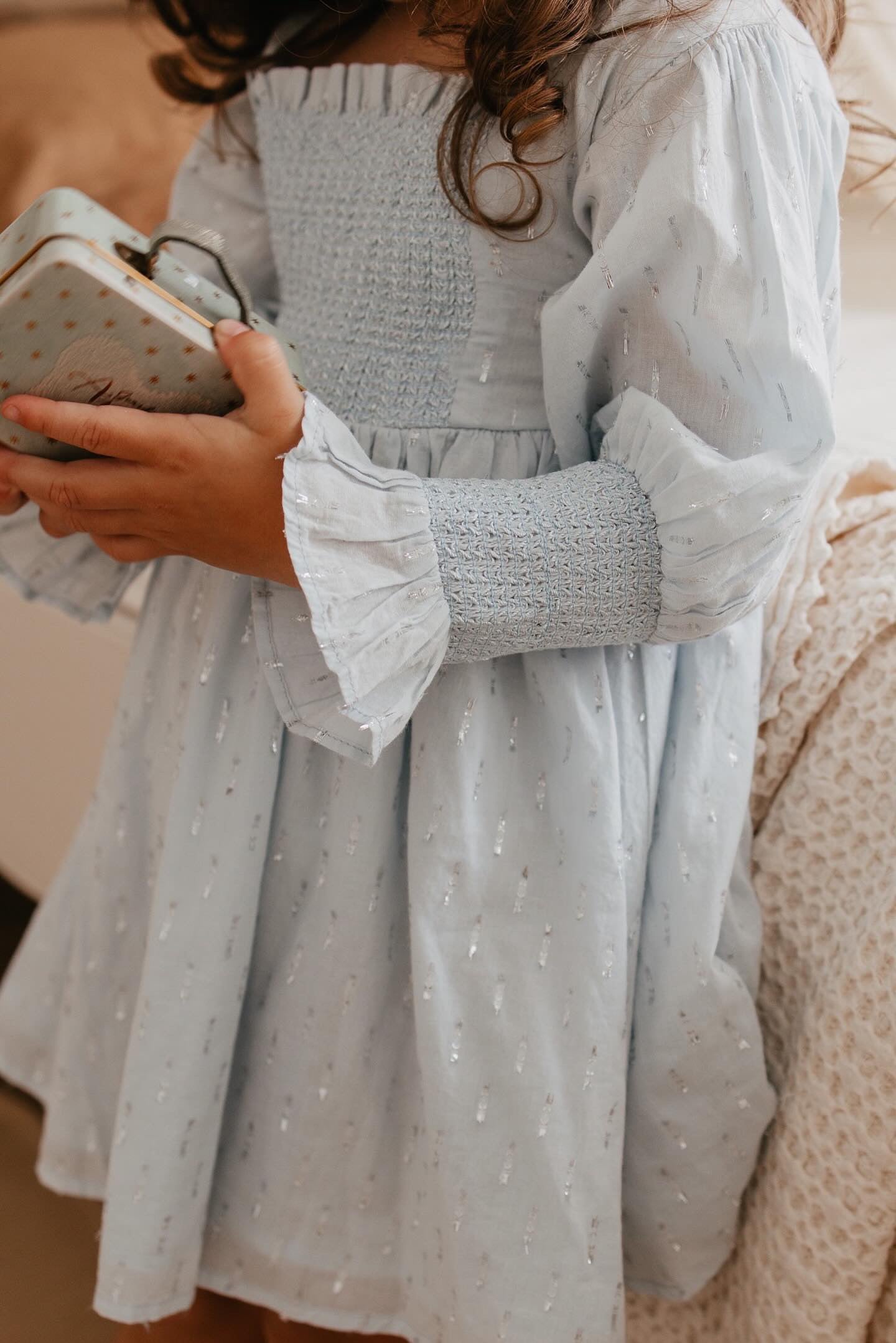 Harlow | Cotton Sparkle Dress | Baby Blue