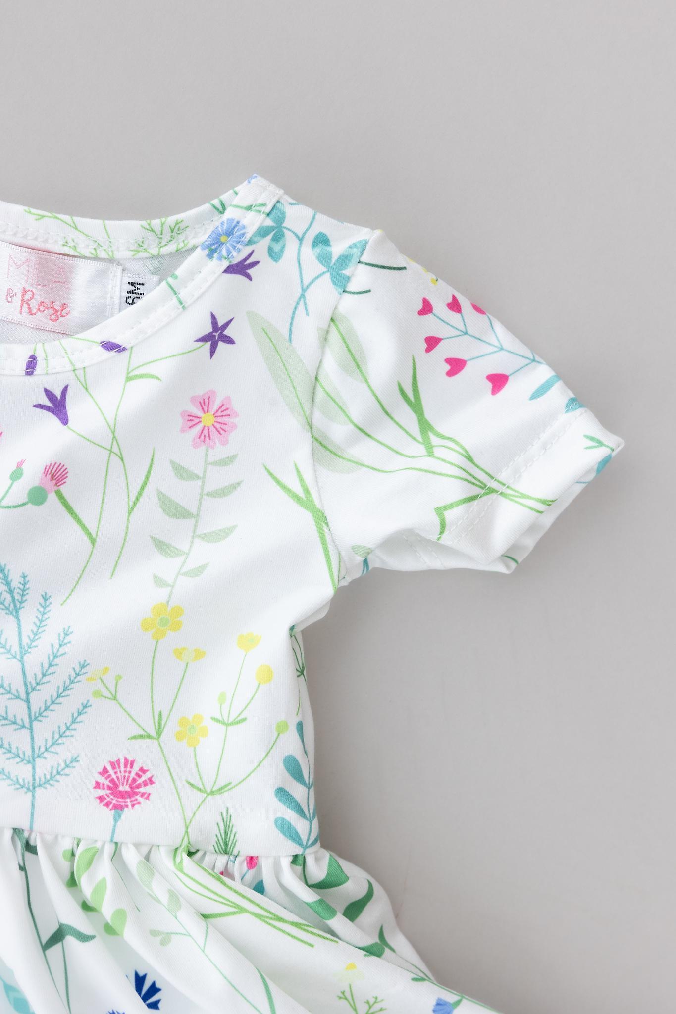 Spring Dandelion Floral S/s Twirl Bodysuit