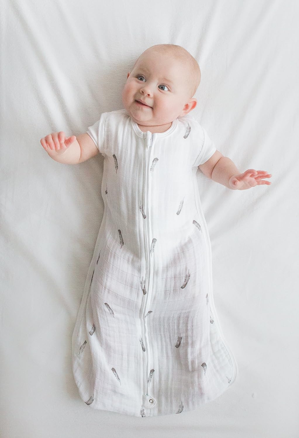 Amazing Baby - Muslin Non-weighted Zzzipme Sack - Little Feather, Soft Black