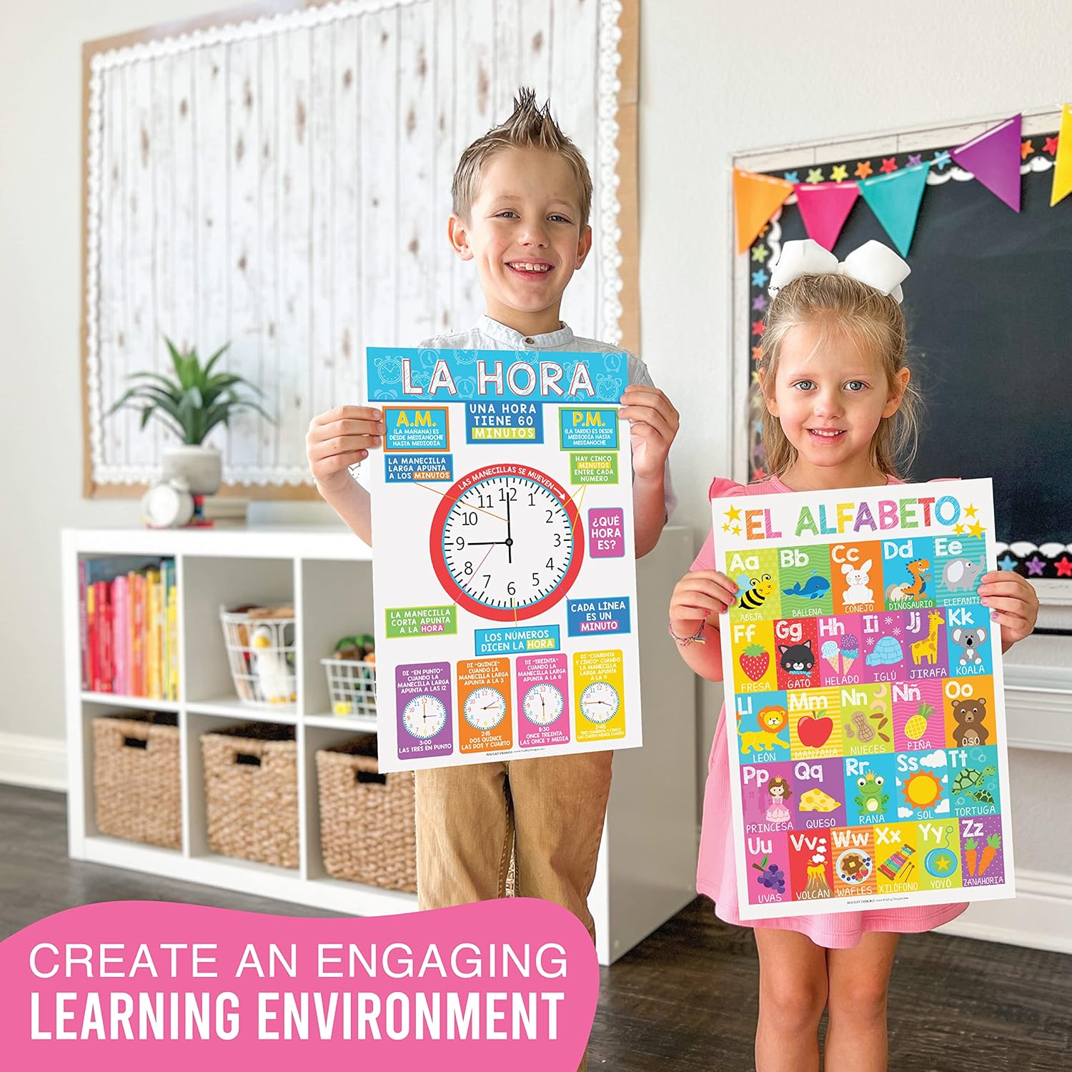 Spanish Pre-k Kit, Colorful 12 Poster Pack