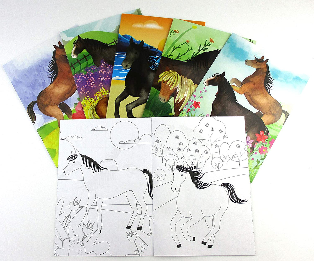 Horses Coloring Books With Crayons Party Favors - Set Of 6 Or 12