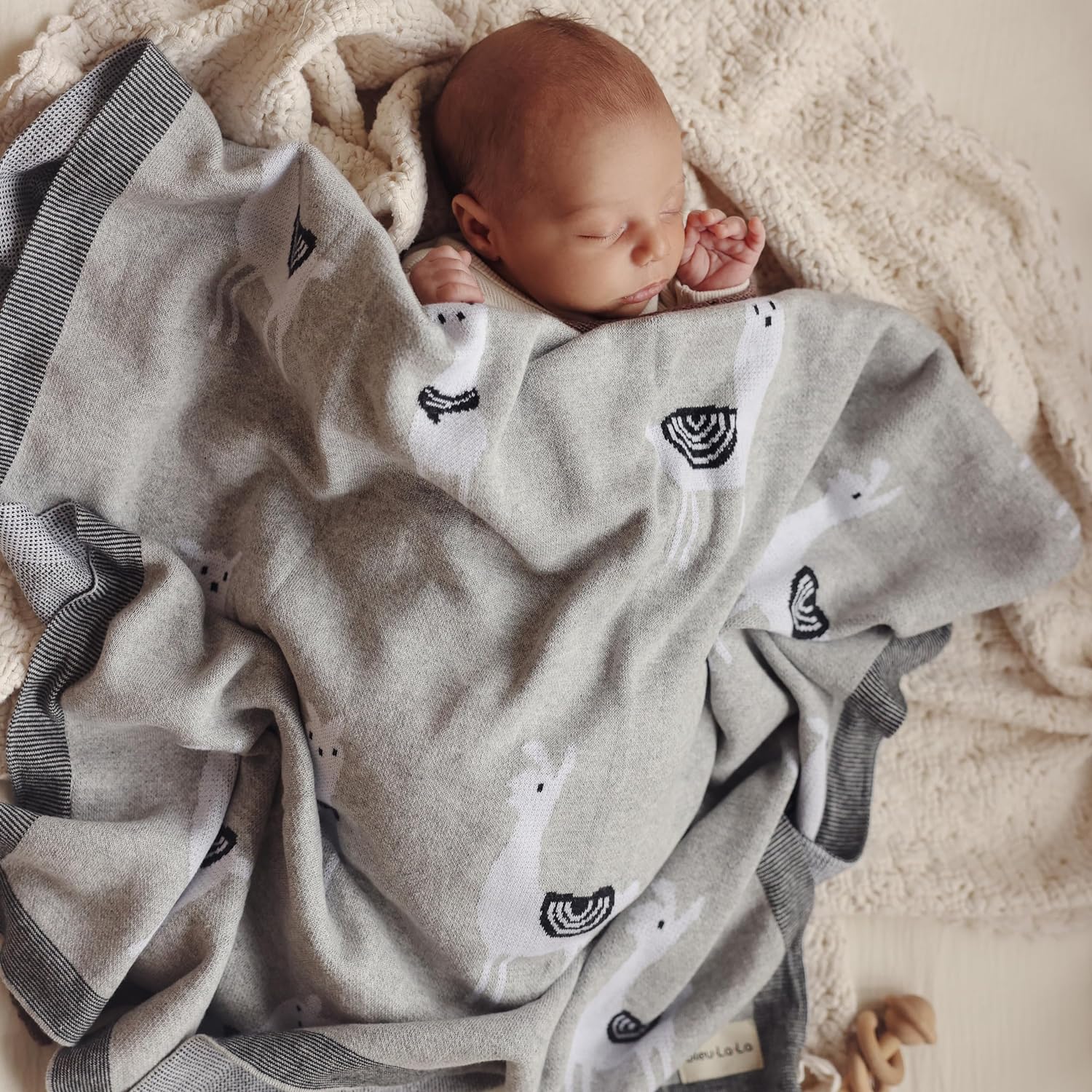 Luxury Knit Llama Swaddle Baby Blanket by Bleu La La