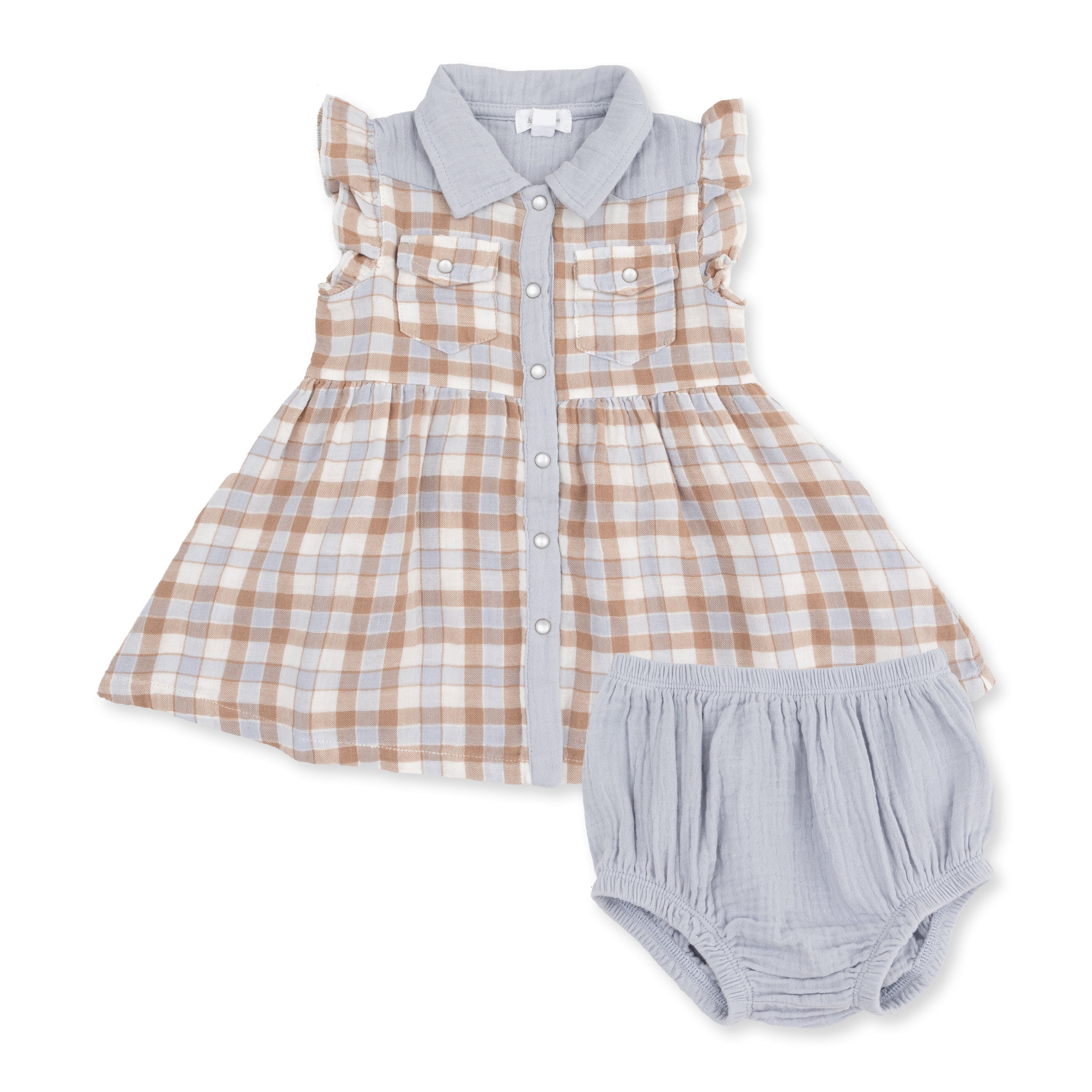 Western Plaid - Western Pearl Snap Dress And Bloomer