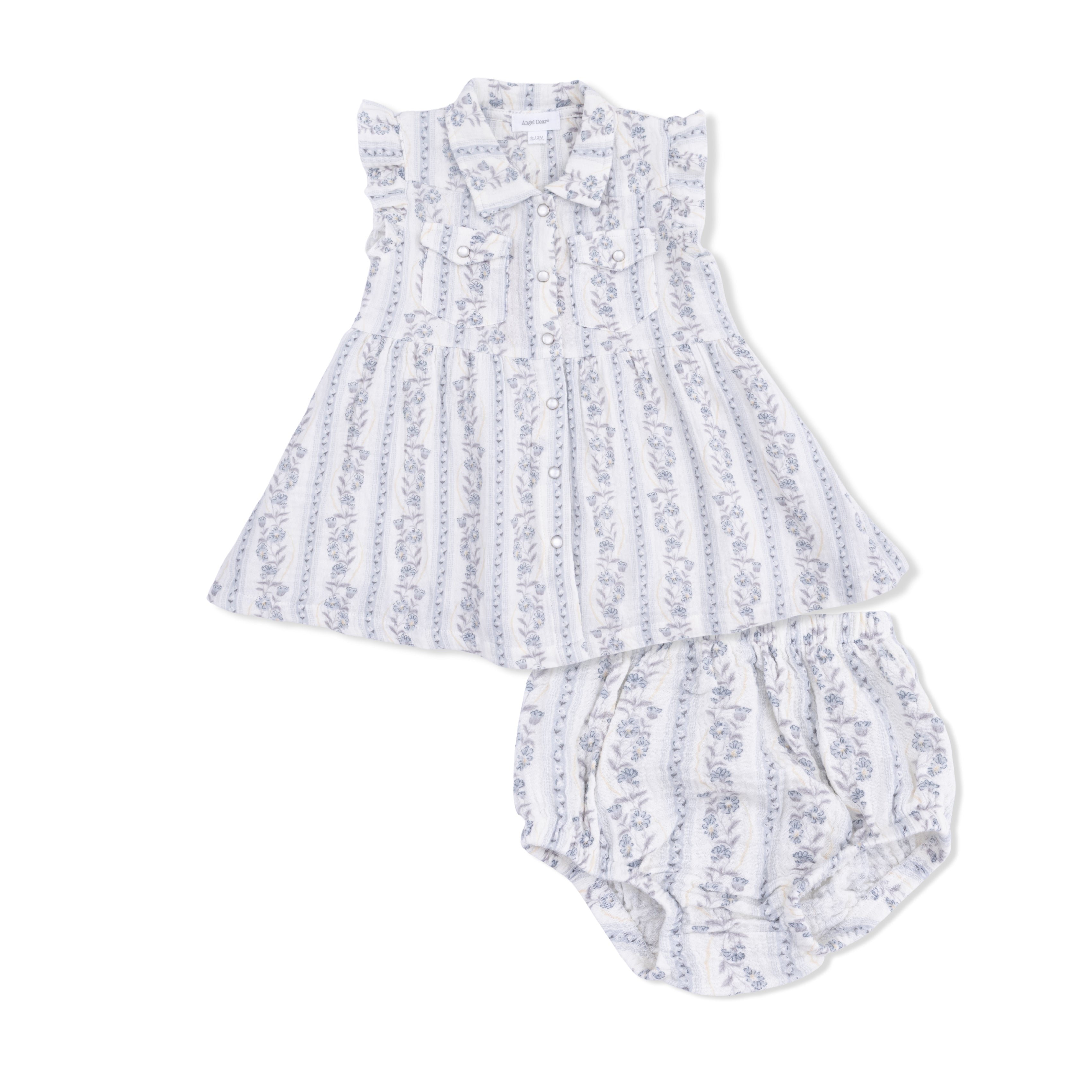 Kimberly Floral Stripe - Western Pearl Snap Dress & Bloomer