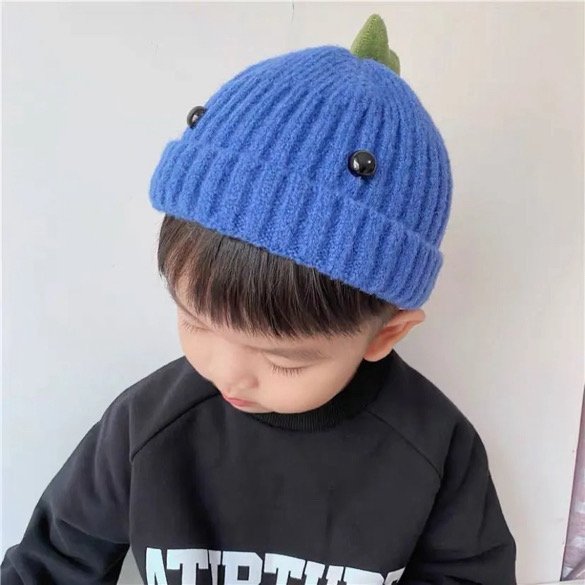 Dinosaur Spike Toddler Beanie | Hand-knitted Cotton & Wool Winter Hat