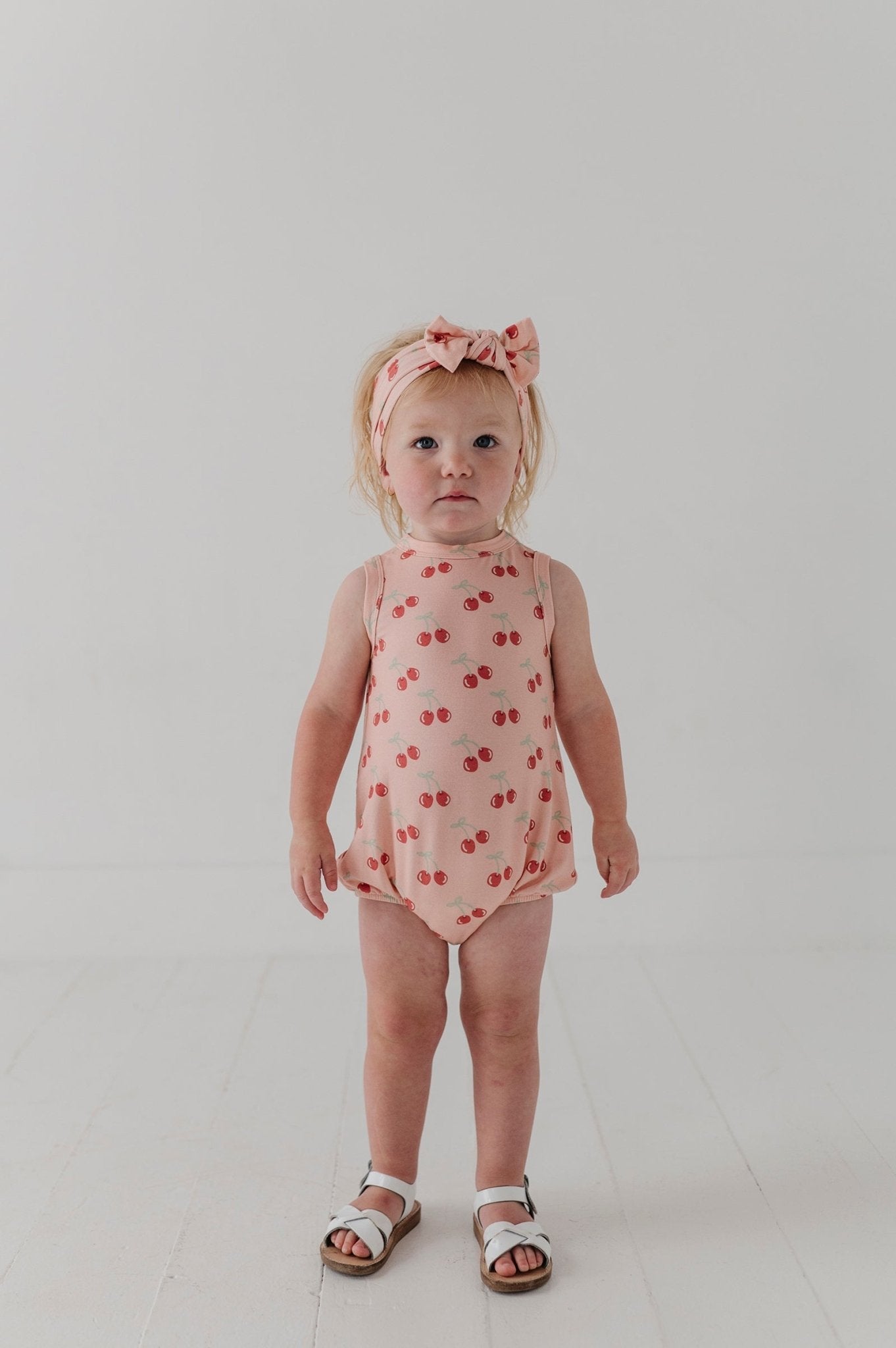 Baby Girl Bubble Bodysuit Set In Cherries